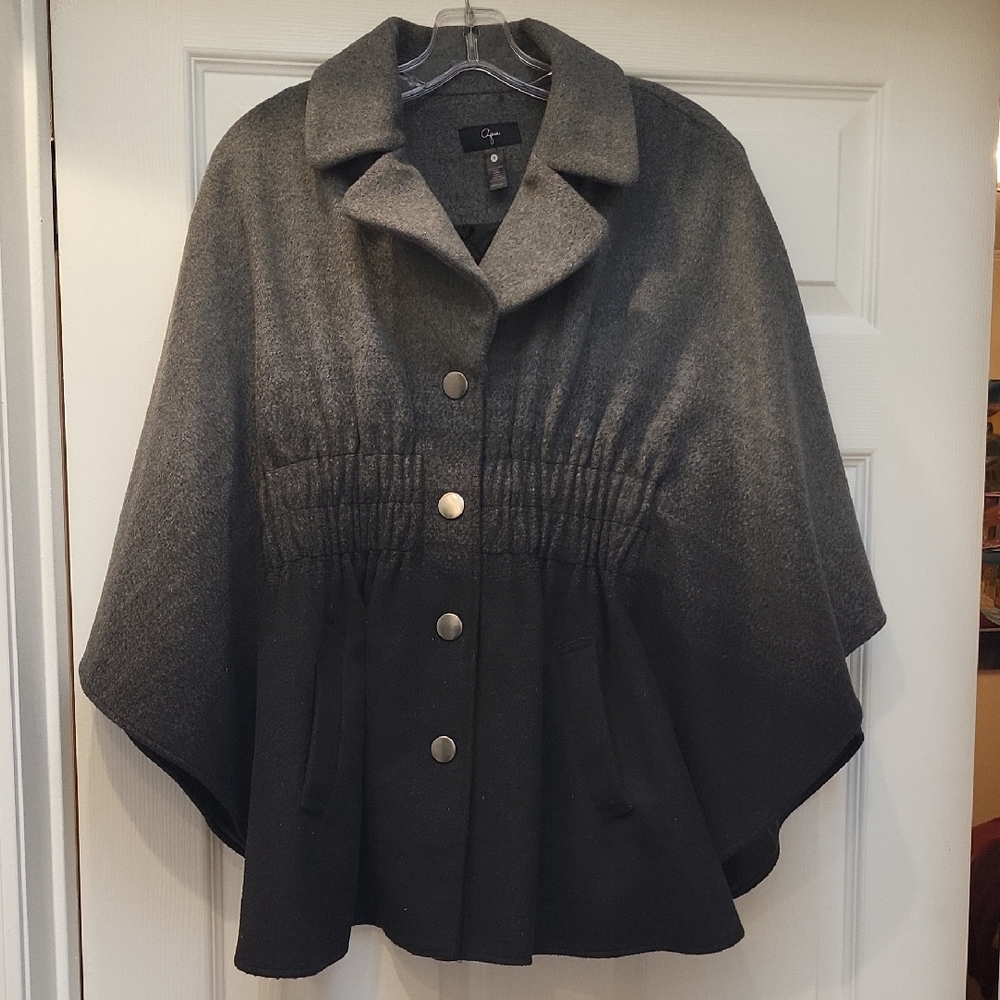 Aqua Beautiful Ombre Grey dark Grey Cape Jacket. Elegant And Cozy